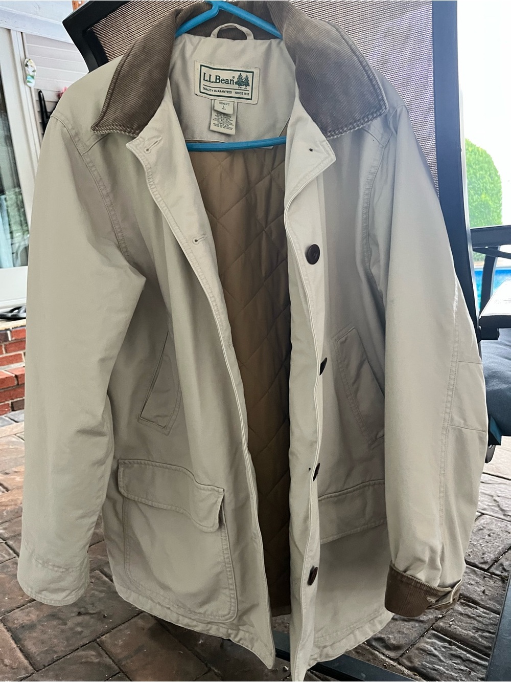 L.L. Bean Women’s Tan Field Jacket with Brown Corduroy Collar